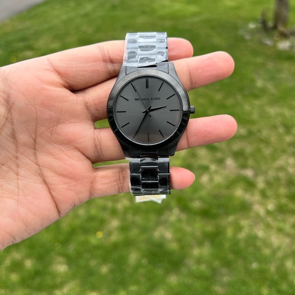 MICHAEL KORS Oversized Slim Runway Black-Tone Watch Mens - Picture 6 of 11